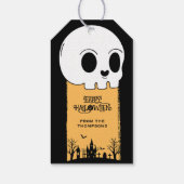 Skelet Schedel Kerkhof Zwarte Gotische Halloween Cadeaulabel (Achterkant)