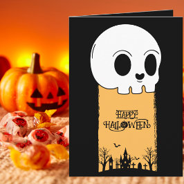 Skelet Schedel Kerkhof Zwarte Gotische Halloween Kaart