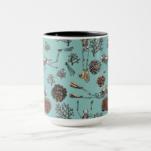 Skelet Scuba Diver & Koraal Keramische Mok (Midden)