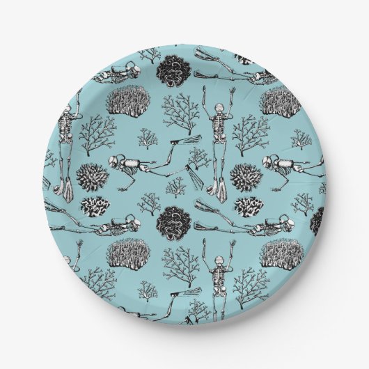 Skelet Scuba Diver Papieren Borden Papieren Bordje (Voorkant)