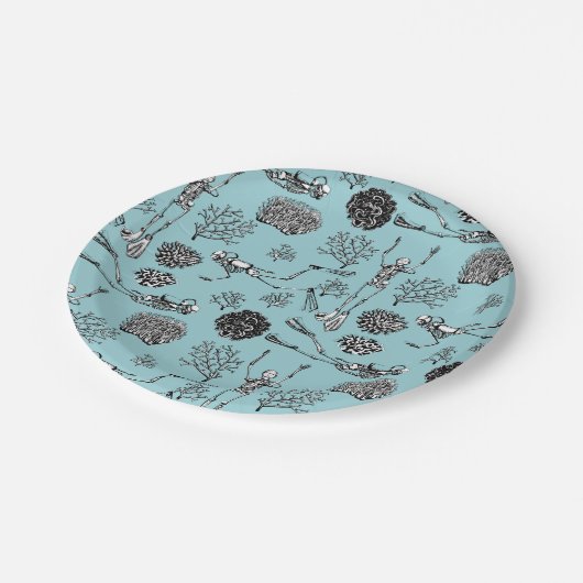 Skelet Scuba Diver Papieren Borden Papieren Bordje (Gekanteld)