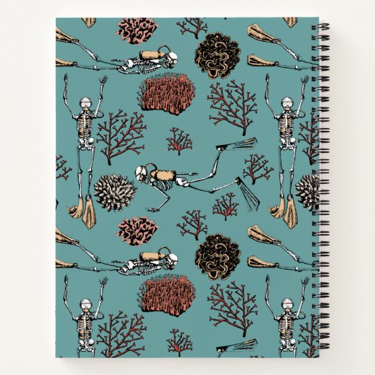 Skelet Scuba Diver Spiral Notitieboek (Achterkant)