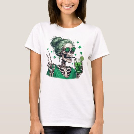 Skelet Shamrock Sip T-shirt (Voorkant)
