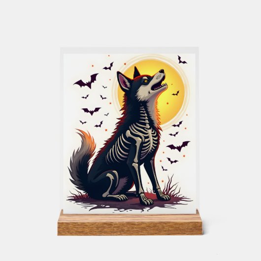Skelet Shiba Schreeuw Acryl Bord (Voorkant)