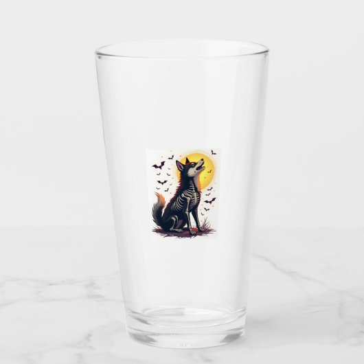 Skelet Shiba Schreeuw Glas (Voorkant)
