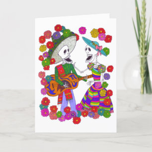 Skelet Singers met Guitar Duet of Male & Vrouw Feestdagen Kaart