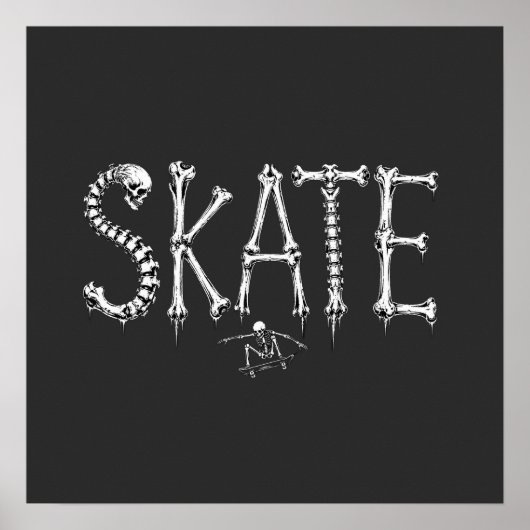 Skelet SKATE Horror Design Poster (Voorkant)