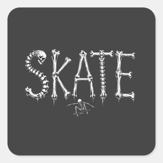 Skelet SKATE Horror Design Vierkante Sticker (Voorkant)