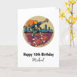 Skelet Skateboard Happy Birthday Naam toevoegen Le Kaart