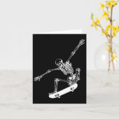 Skelet Skateboard Skull Halloween Skateboarden Kaart (Gele Bloem)