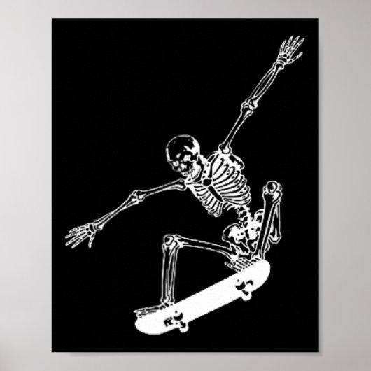 Skelet Skateboard Skull Halloween Skateboarden Poster (Voorkant)