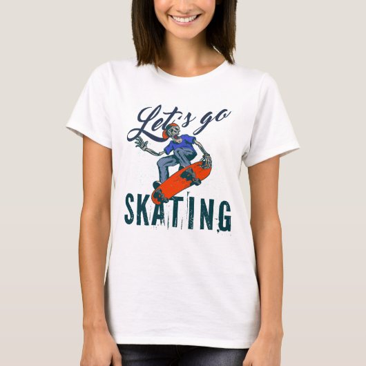 Skelet Skateboarden T-Shirt | Skate Straatkunst (Voorkant)
