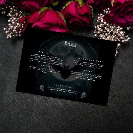 Skelet Skull Donker Gotisch Bruiloft Details Informatiekaartje