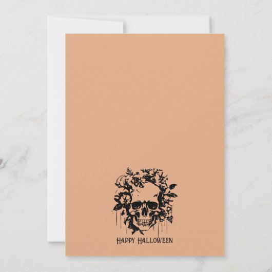 Skelet Skull Flowers Mint Halloween Party Kaart (Achterkant)