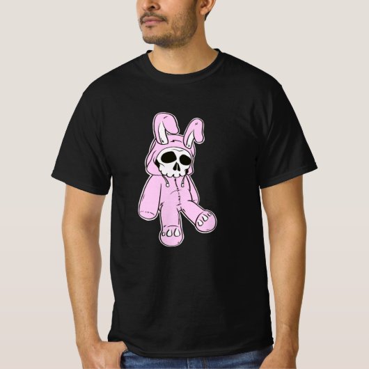 Skelet Skull Pink Dead Hare Kostuum Konijn Konijnt T-shirt (Voorkant)