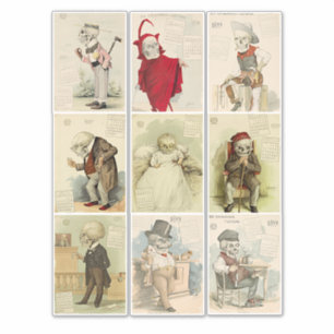 Skelet Skulls 1800s kalender Art Sticker