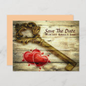  skelet sleutel Victoriaans steampunk bruiloft Aankondigingskaart (Voorkant / Achterkant)