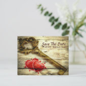  skelet sleutel Victoriaans steampunk bruiloft Aankondigingskaart (Staand voorkant)