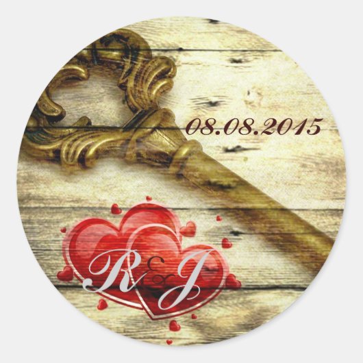 skelet sleutel Victoriaans steampunk bruiloft Ronde Sticker (Voorkant)