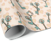 Skelet Sleutels met Heart Pattern Wrapping Paper Cadeaupapier (Rol Hoek)