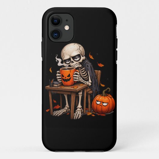 Skelet Slurpende Pompoen Mok Halloween Case-Mate iPhone Case (Achterkant)