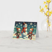 Skelet Sneeuwpret Kaart (Gele Bloem)