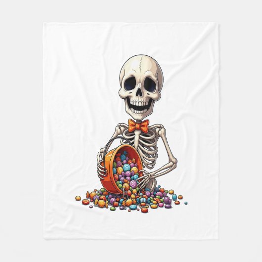 Skelet Snoep Kom Halloween Fleece Deken (Voorkant)