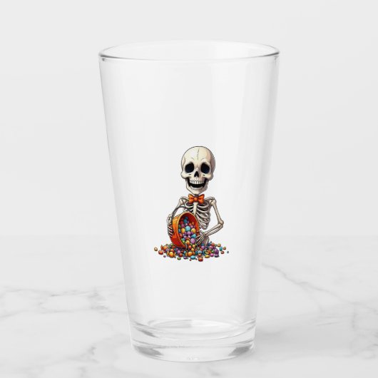 Skelet Snoep Kom Halloween Glas (Voorkant)