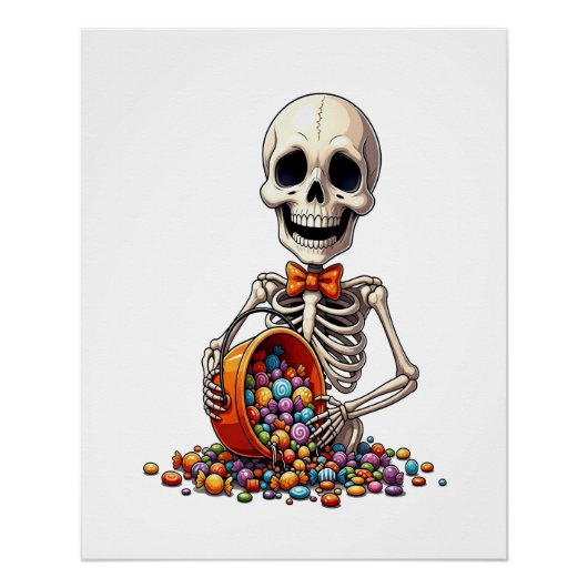 Skelet Snoep Kom Halloween Perfect Poster (Voorkant)