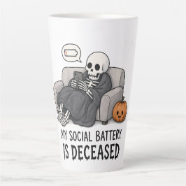 Skelet Sociale Batterij Overleden Grappig Hallowee Latte Mok