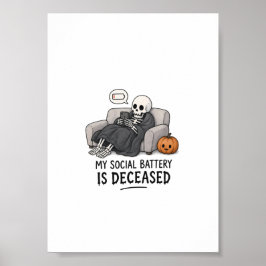 Skelet Sociale Batterij Overleden Grappige Hallowe Poster