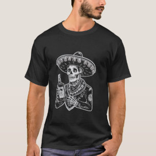 Skelet Sombrero Tequila Dag van de Dode Mexicaanse T-shirt
