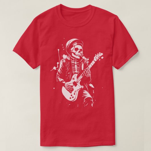Skelet speelt rock t-shirt (Design voorkant)