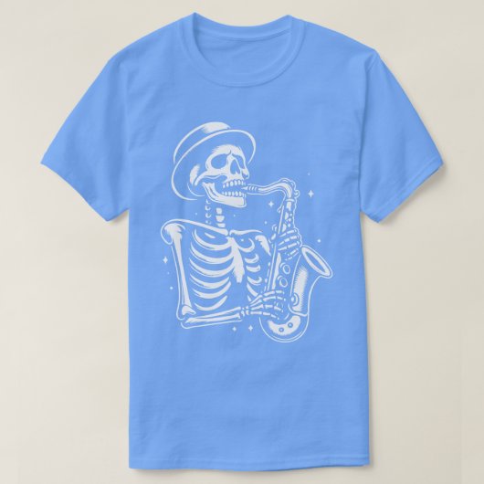 Skelet speelt saxofoon 2 t-shirt (Design voorkant)