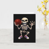 Skelet spelen Bowling Funny Halloween Skull Kind Kaart (Gele Bloem)