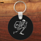 Skelet spelen Football Halloween Skull Lover Sleutelhanger (Voorkant)
