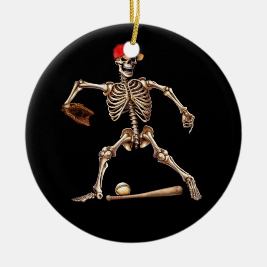 Skelet Spelen Honkbal Halloween  Baseba Keramisch Ornament (Voorkant)