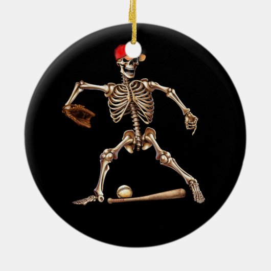 Skelet Spelen Honkbal Halloween  Baseba Keramisch Ornament (Achterkant)