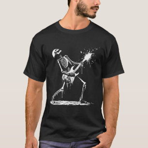 skelet spelen rock en roll t-shirt