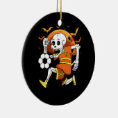 Skelet Spelen Voetbal Grappig Halloween Voetbal Sp Keramisch Ornament (Rechts)