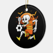 Skelet Spelen Voetbal Grappig Halloween Voetbal Sp Keramisch Ornament (Links)