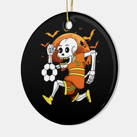 Skelet Spelen Voetbal Grappig Halloween Voetbal Sp Keramisch Ornament (Links)