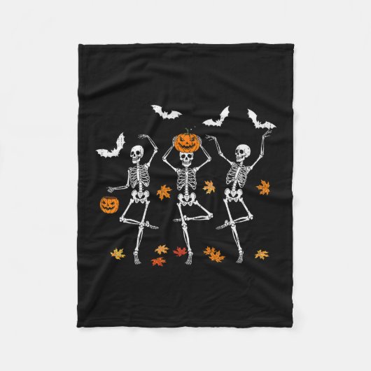 Skelet Spoken Dansen Herfst Halloween Thanksgiving Fleece Deken (Voorkant)