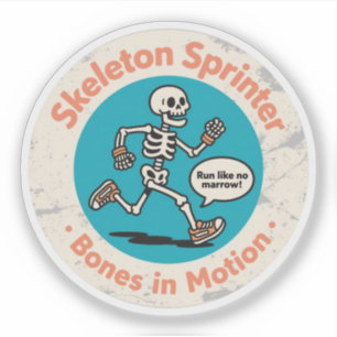 Skelet Sprinter Botten in Beweging Sticker