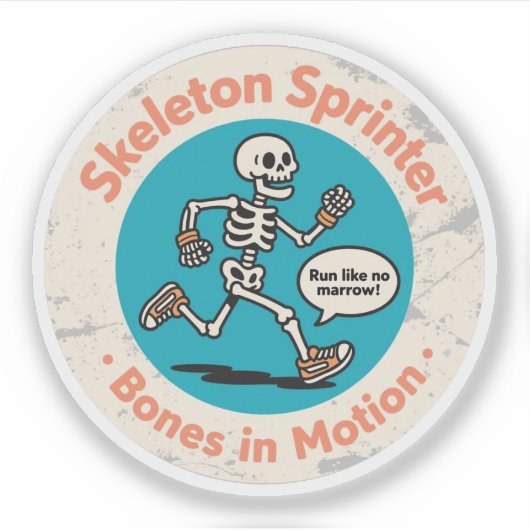 Skelet Sprinter Botten in Beweging Sticker (Voorkant)