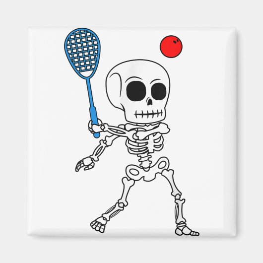 Skelet Squash Game Halloween Racket Player Easy Magneet (Voorkant)