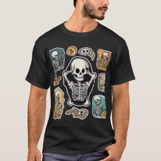 Skelet Stickers: Schattige en griezelig T-shirt