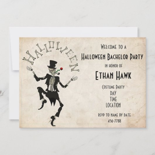 Skelet Stoomtechiek Halloween Verjaardagsfeest voo Kaart (Voorkant)