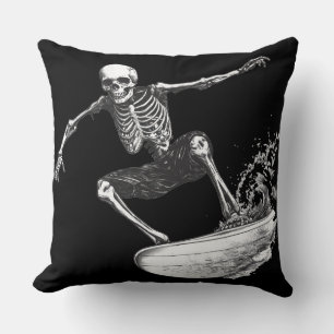 💀 Skelet Surfen: Minimale stijl 🏄 ‍ ♂️ Kussen