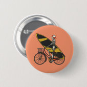 Skelet Surfer met Surfplank Ronde Button 5,7 Cm (Voorkant /achterkant)